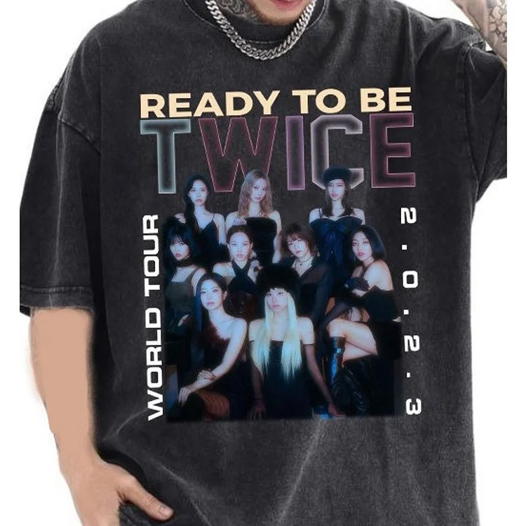 TWICE 5th World Tour READY TO BE Denim Poster T-shirt