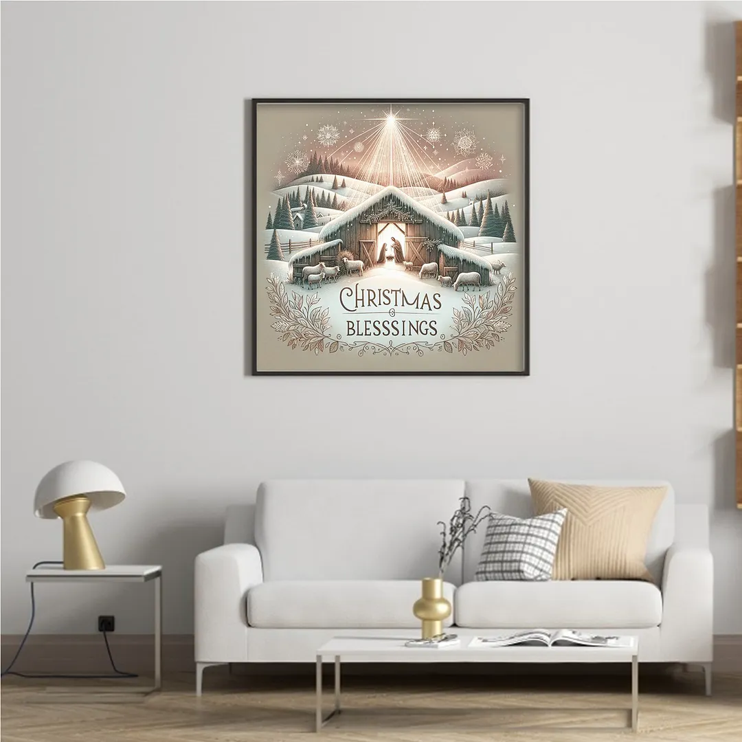 Beige The Birth of Jesus Full 14CT DIY Counted Cross Stitch Kit 40x40cm for Home