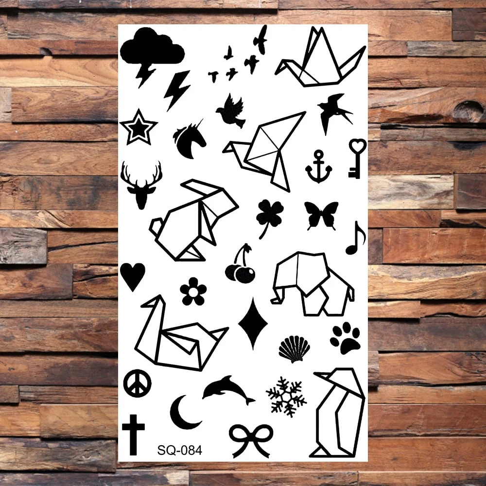 Black Butterfly Temporary Tattoos For Women Girls Realistic Eye Halloween Crown Fake Tattoo Sticker Sexy Body Arm Tatoos DIY