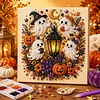 Framed Halloween White Ghost -  DIY Pearls Painting Kit for Creativity DIY Pearl Dot Crafts for Gift Home Wall Decor 20x20CM