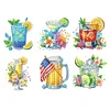 (US Local)6Pcs Acrylic Wine Glasses Diamond Painting Fridge Magnet for Adults Beginners Craft Kit