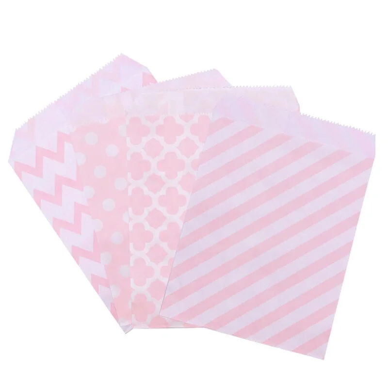 25/50pcs Mixed Style Paper Bags Wedding Party Favor Cookie Candy Gift Bags Food Packaging Birthday Party Decoration Supplies