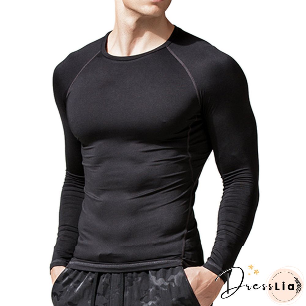 Sports Quick Drying T-shirt Tights Elastic Fitness Clothes Compression Long Sleeve