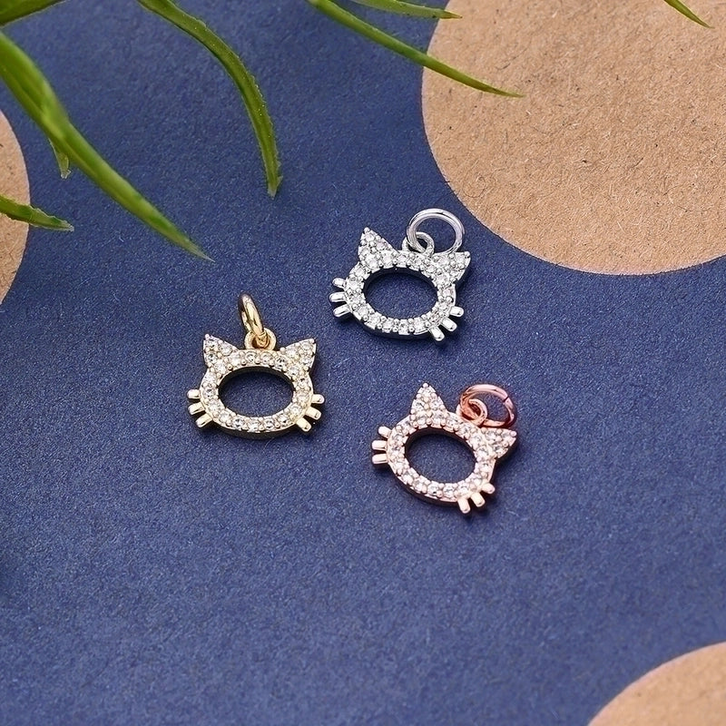 1 Pc/Package 8×9.5mm Hole 2~2.9mm Copper Zircon Rose Gold Plated White Gold Plated Gold Plated Cat Polished Pendant