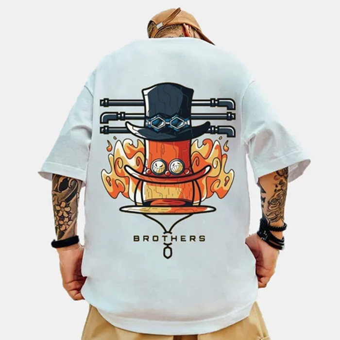 Oversized Unisex Anime Simple Print T-Shirt