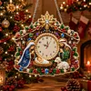 Acrylic Special Shape Xmas Pray Diamond Pearl Painting Clock Handicraft Hanging Kit