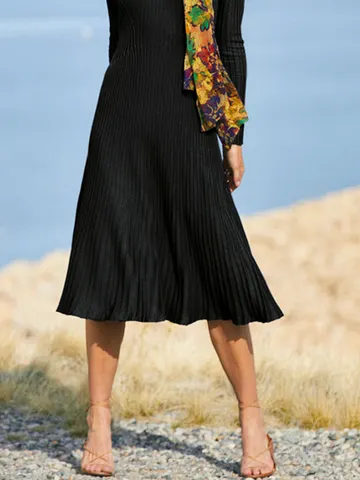 Plain Loose Crew Neck Dresses