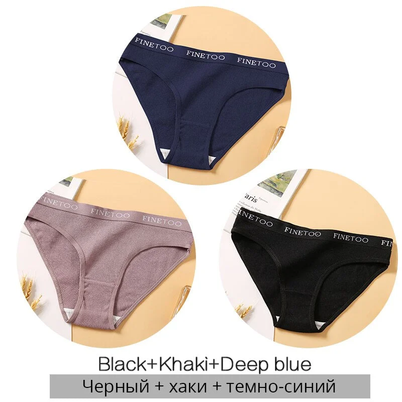 FINETOO Cotton Letter Panties Women M-2XL Casual Briefs Female Underpants Fashion Lady Underwear Girl Soft Panty Women Intimates