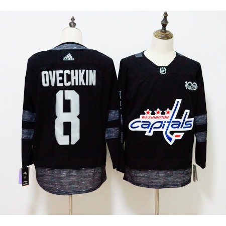 Men's  Washington Capitals #8 Alexander Ovechkin Black 1917-2017 100th Anniversary Jersey