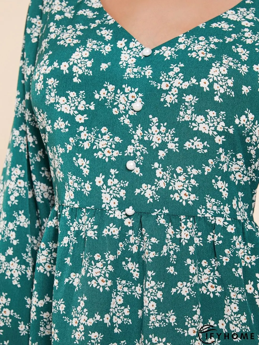 Green Floral Holiday Weaving Dress | IFYHOME