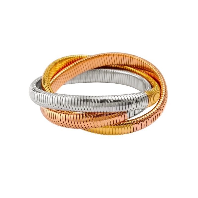 Vacation Minimalist Round 304 Stainless Steel 18K Gold Plated Bangle In Bulk