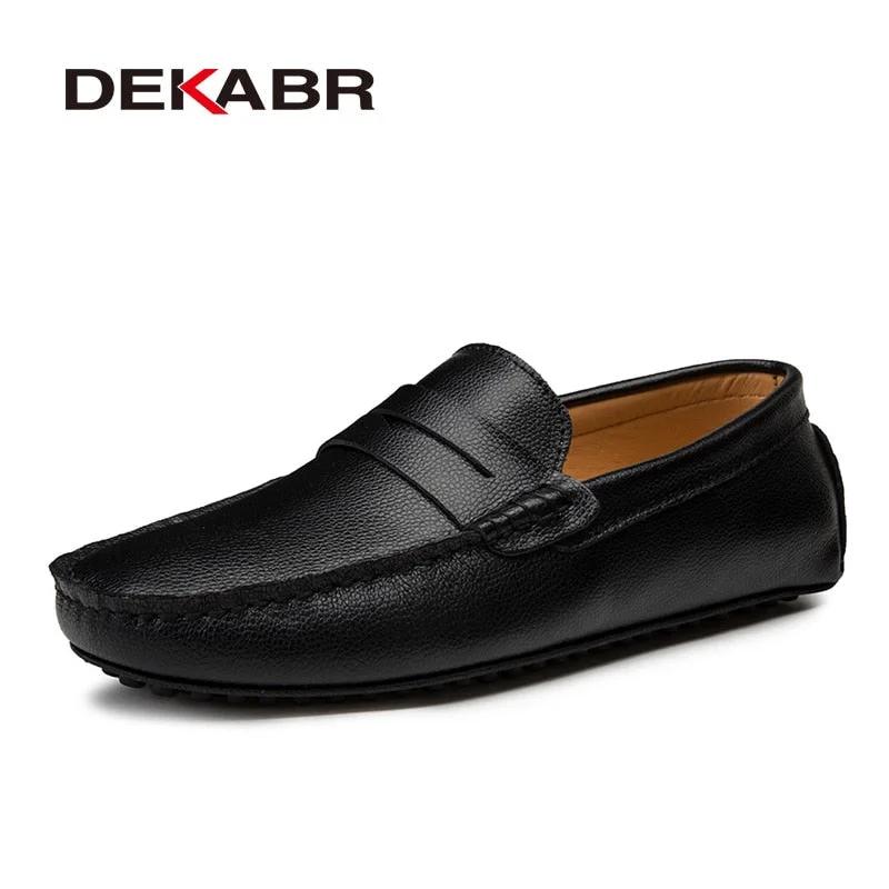 DEKABR Big Size 38~49 Men Loafers Real Leather Shoes Fashion Men Boat Shoes Brand Men Casual Leather Shoes Male Flat Shoes