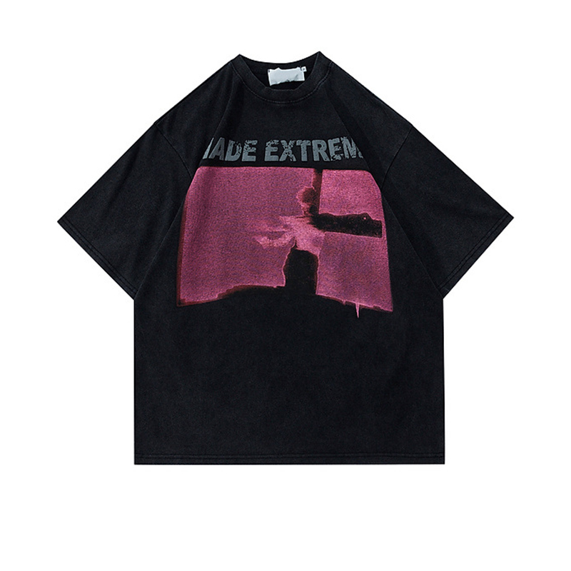 High Version Of Made Extreme Print Washed  T-Shirt