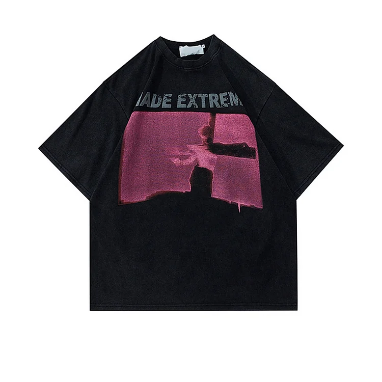 High Version Of Made Extreme Print Washed  T-Shirt
