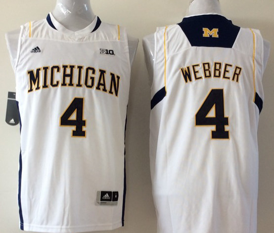 Men's Michigan Wolverines Chris Webber #4 White Team Replica Basketball Jersey