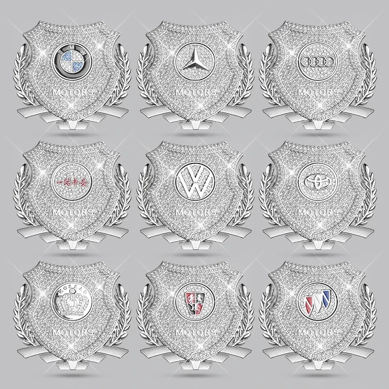 Car exterior modification rhinestone metal car emblem stickers