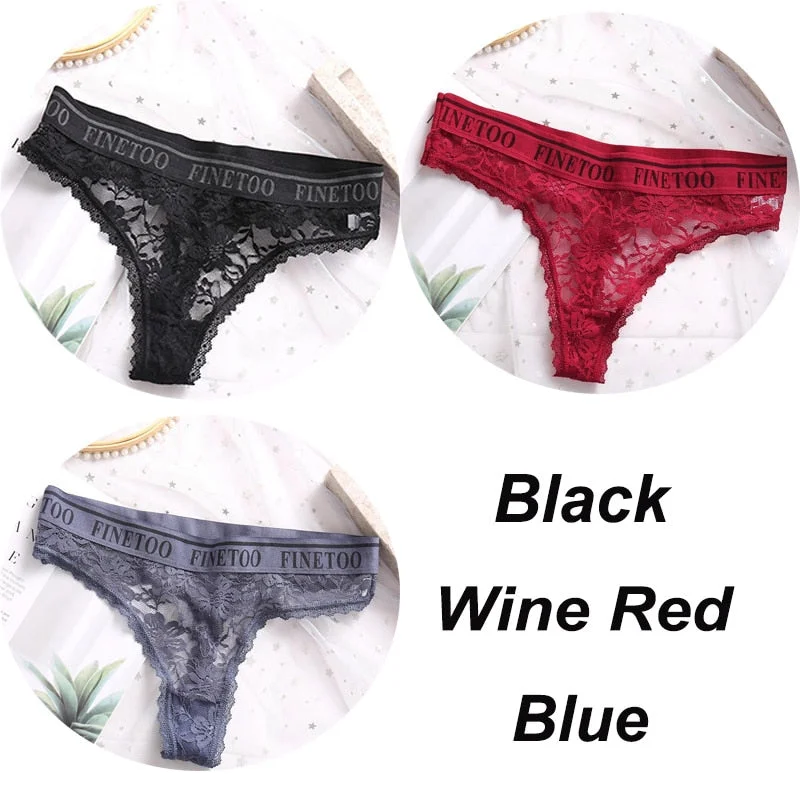 3PCS/Set Women Lace Panties Sexy G-string Underwear Female Underpants Floral Solid Color Briefs Lingerie Sexy Thong Panties M-XL