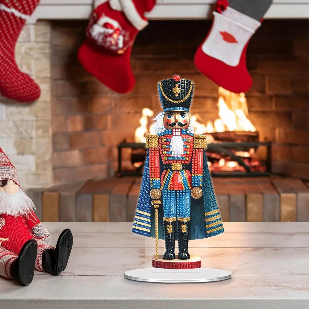 5D DIY Xmas Nutcracker Acrylic Special Shape Diamond Painting Desktop Decors