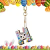 (US Only)PET Double Sided Special Shaped Easter Alphabet DIY Diamond Painting Keychain