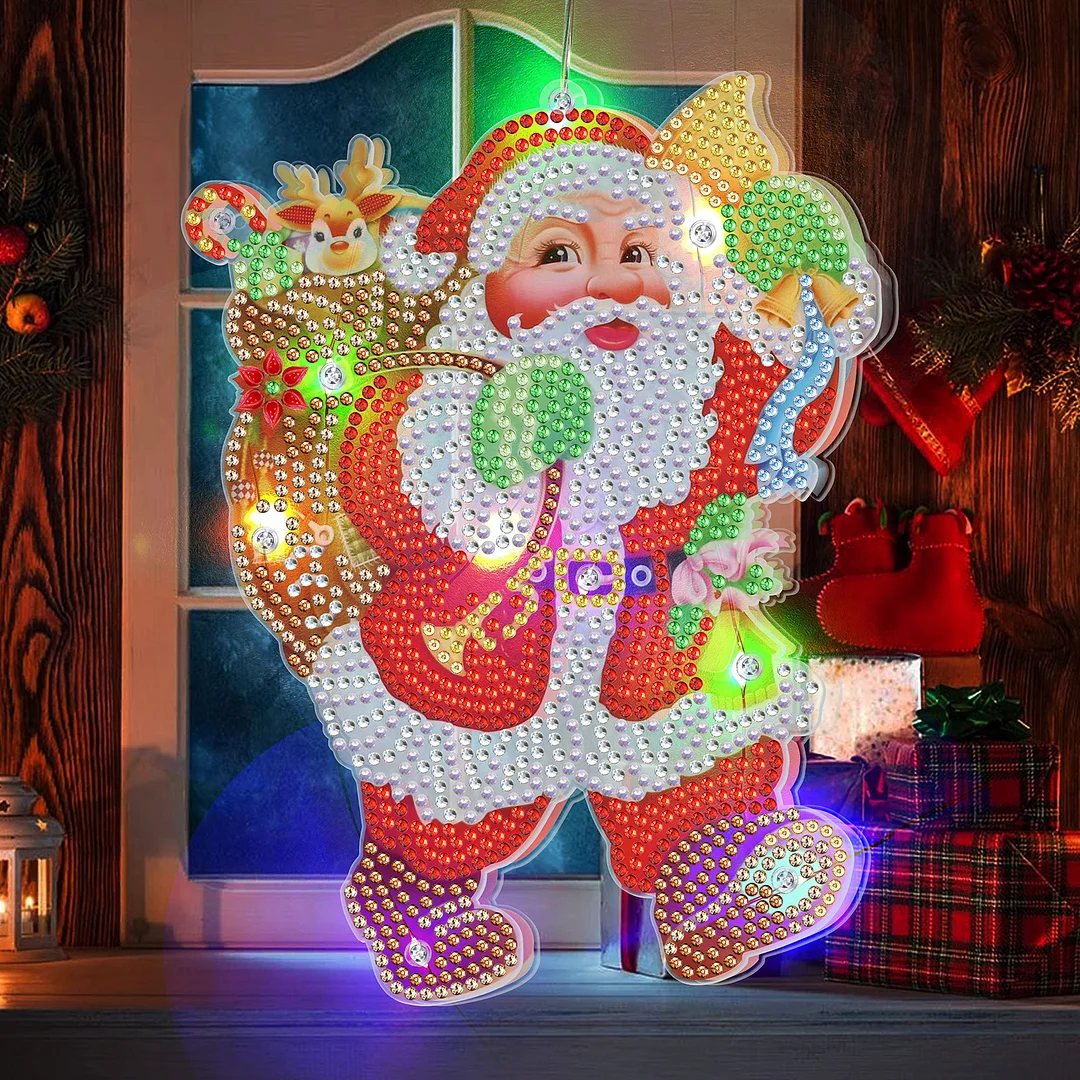 5D Christmas Diamond Painting Hanging Light Festive Rhinestone Lamp Pendant