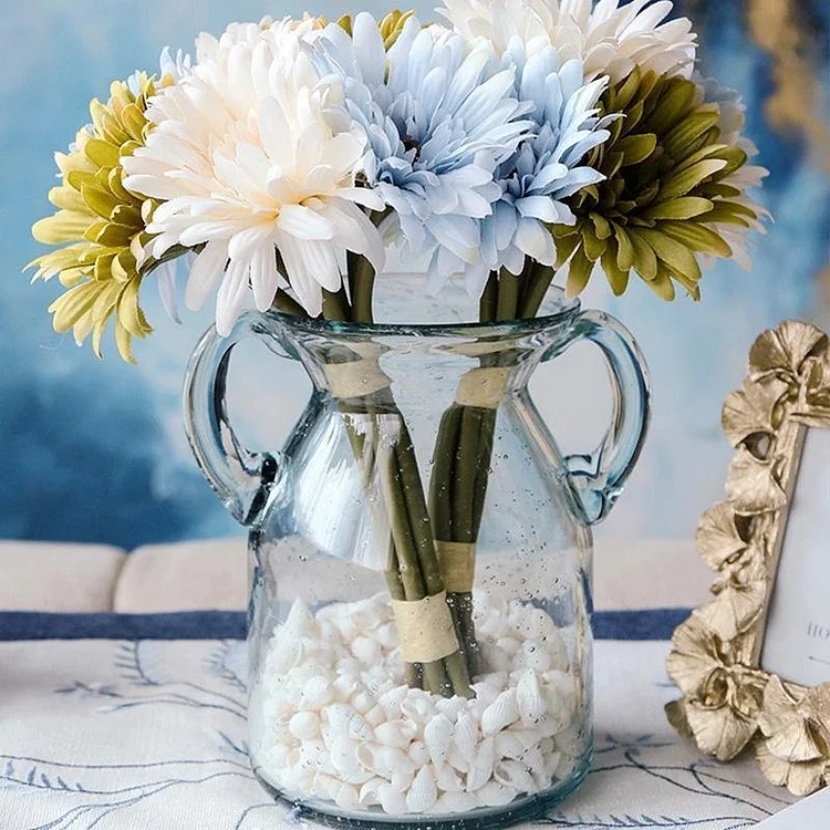 Kettle Type Blue Glass Vases Decorative Flower Vases - Appledas