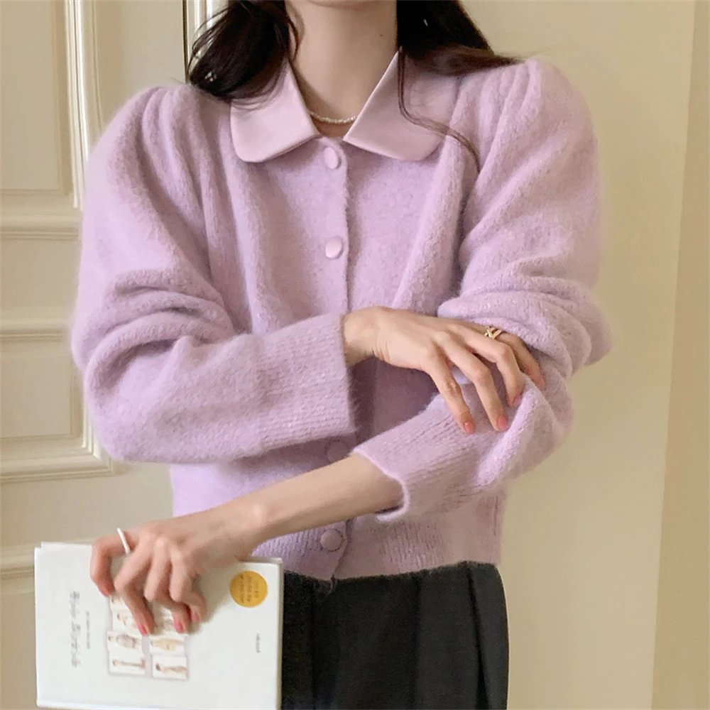 Kochimaru Kitty Casual Retro Solid Women Coats Warm High Waist Knitwear 2022 Silk Sweaters Soft Cardigans Elegant Office Lady Loose