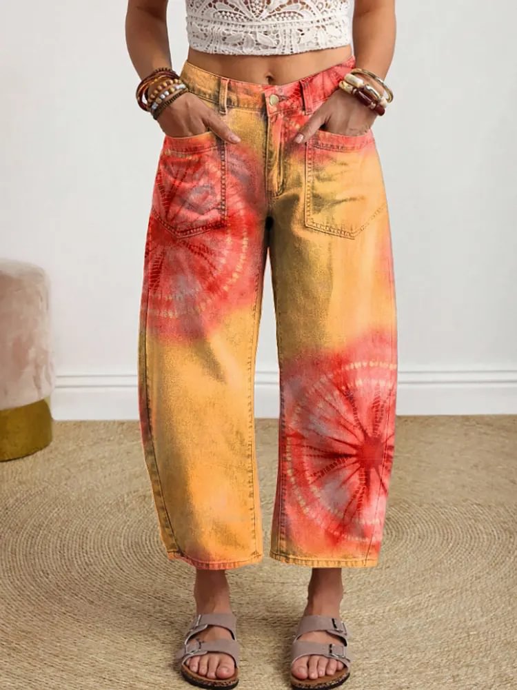Women's Tie-dye Art Print Jeans