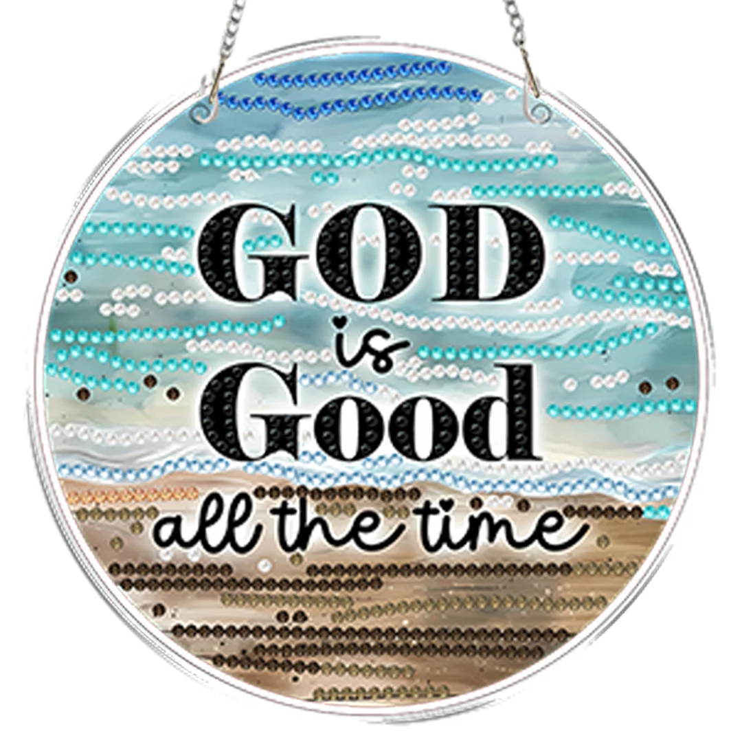 4pcs Beach Text DIY 2D Flat Acrylic Diamond Painting Kits Diamond Art Pendant