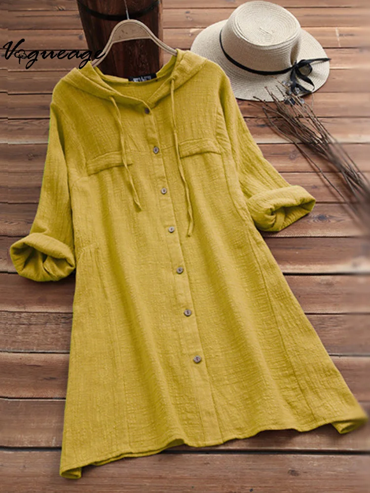 Fashionable Simple Solid Color Long-Sleeved Hooded Shirt Coat