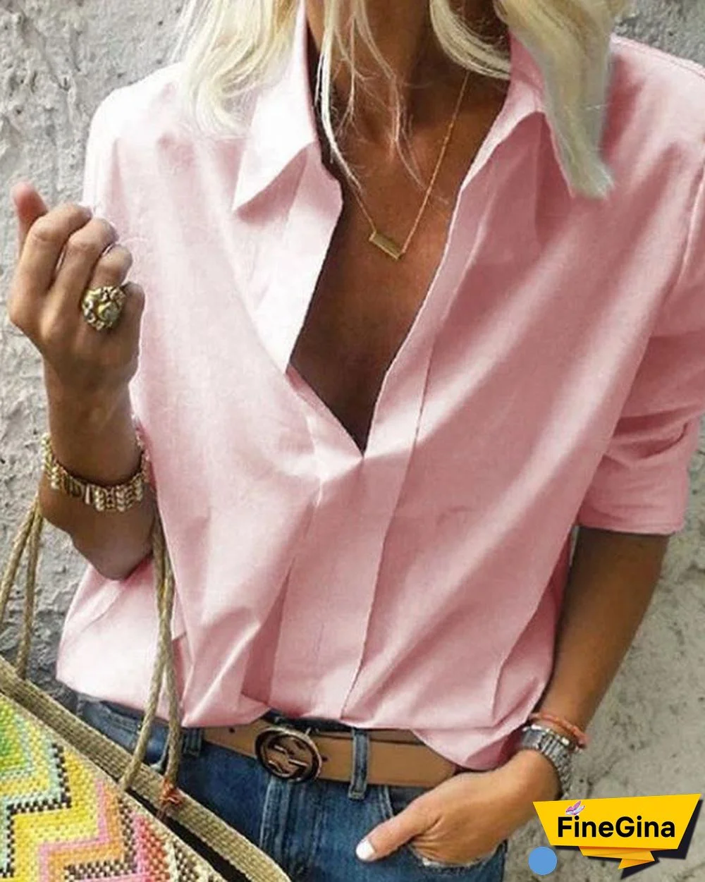 Long Sleeves Shirt Collar Solid Casual Shirts