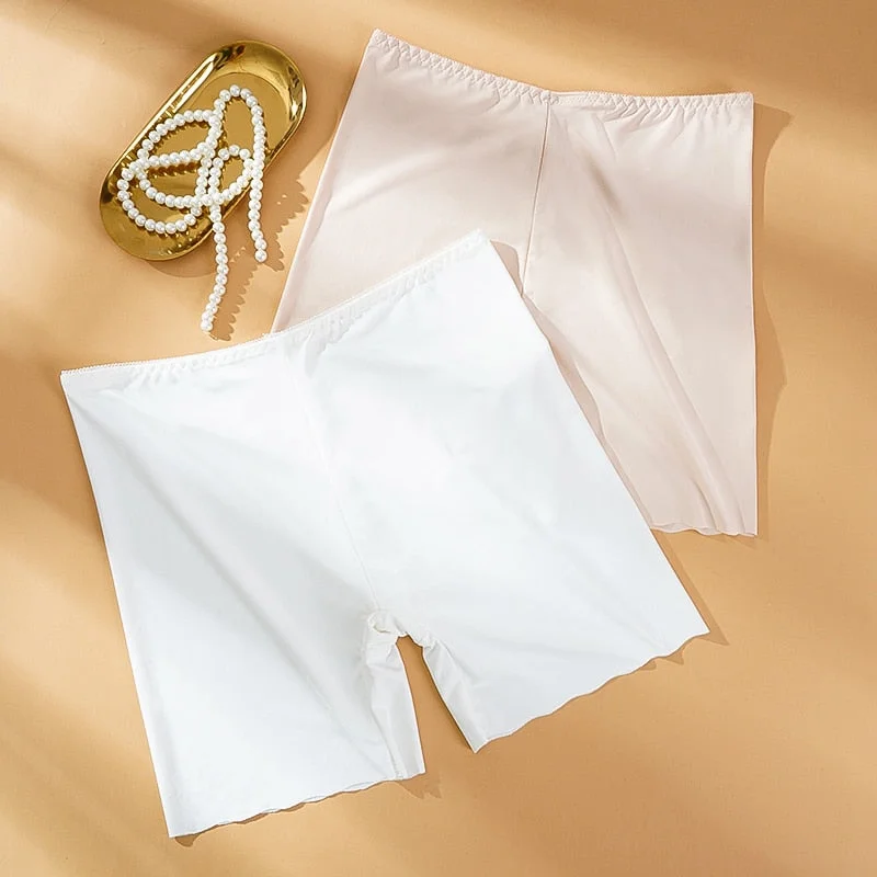 Women Safety Short Pants Summer High Waist Ice Silk Cool Elasticity Soft Panties Plus Size Seamless Boxers for Women Underwear