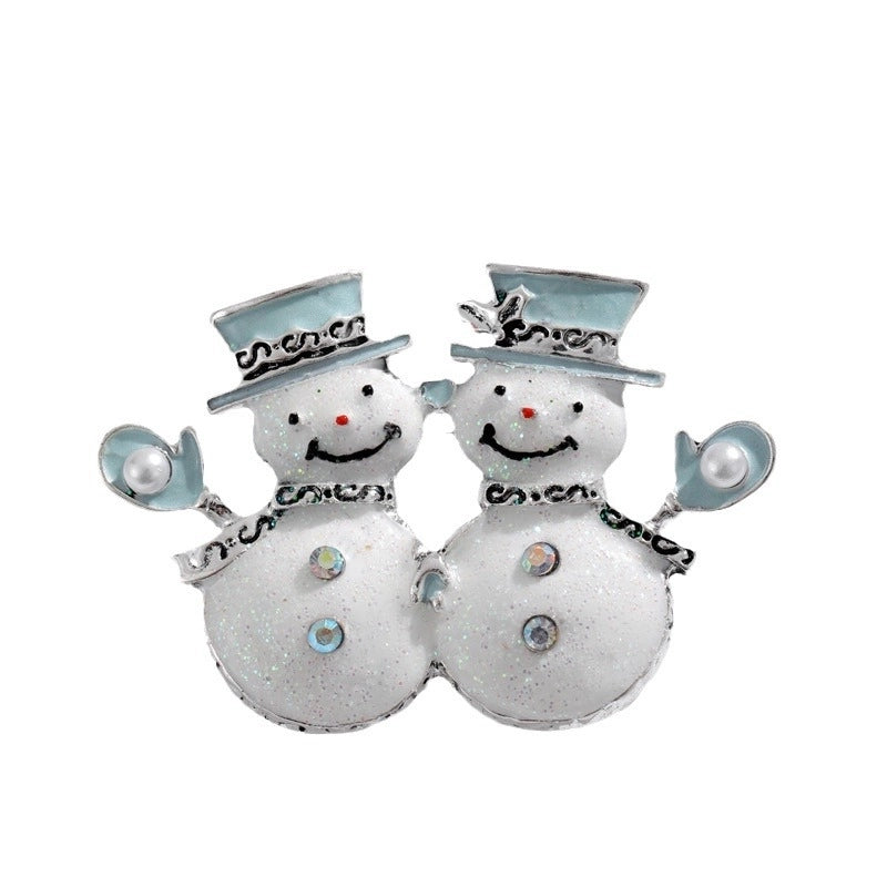 Cute Pin Gift Box Snowman Elk Zinc Alloy Enamel Plating Inlay Rhinestones Unisex Brooches