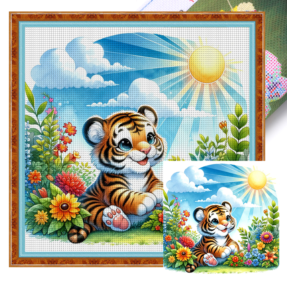 Tigre Sous Le Soleil Du Printemps 18CT(30*30cm) Stamped Cross Stitch gbfke