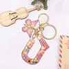 DIY Pink Tassel Ring Letter Butterfly Keychain
