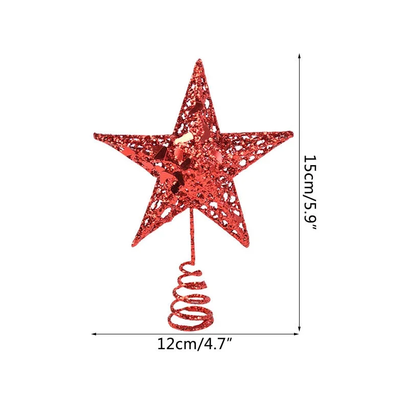 Gold Glitter Christmas Tree Top Iron Star Christmas Decorations For Home Xmas Tree Ornaments Navidad New Year 2021 Natal Noel