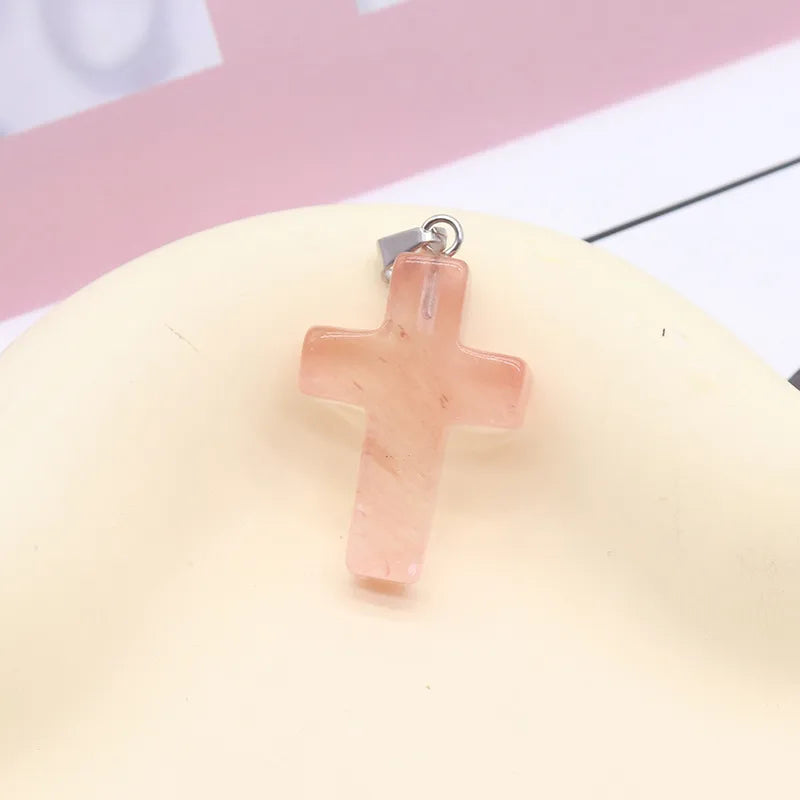 1 Piece 2.5*1.8cm Natural Stone Cross Pendant