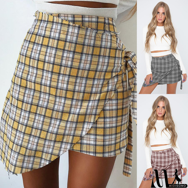 MidiSono - Fashion Chiffon Plaid Skirt