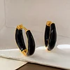 Stylish White Red Black Hoop Golden Earrings