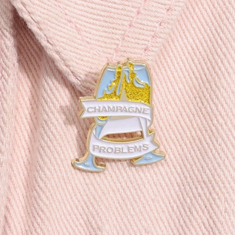 Cartoon Style Eye Wings Wine Glass Alloy Stoving Varnish Plating Unisex Brooches