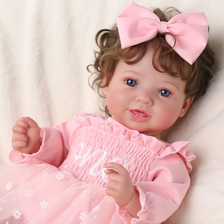 Babeside Vead 20" Vinyl Reborn Baby Girl Doll, Sweet Face in Pink Tulle Dress, Emotional Comfort Companion