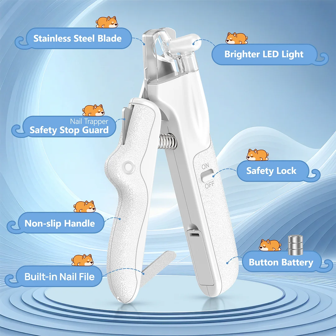 BEBANG Dog Nail Clipper with Led Light, Safety Guard & Nail File, Pet Nail Clipper for Small Medium Large Breeds