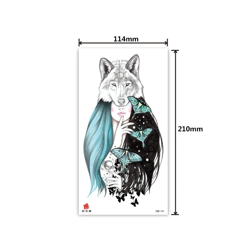 Half-arm waterproof tattoo stickers arm fierce wolf head animal arm lasting cross-border European and American tattoo stickers