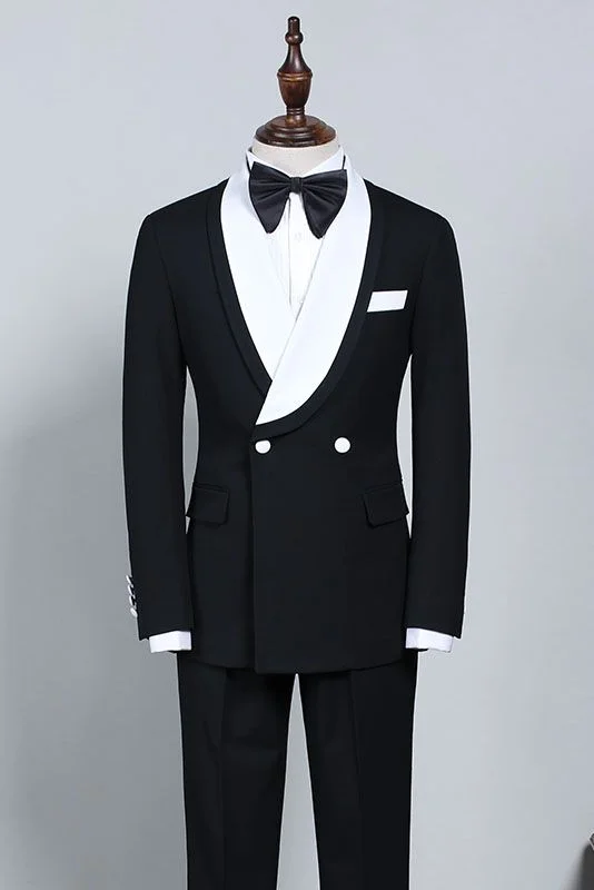 Bellasprom Black And White Slim Fit Bespoke Wedding Suit For Grooms Bellasprom