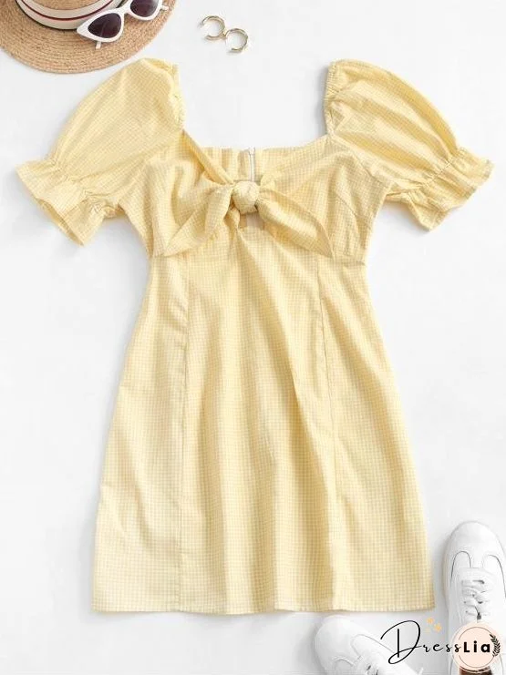 Gingham Tie Front Mini Dress