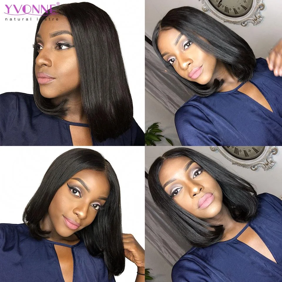 FREE SHIPPING YVONNE 13x6 Lace Front Human Hair Wigs Straight Bob Natural Wig