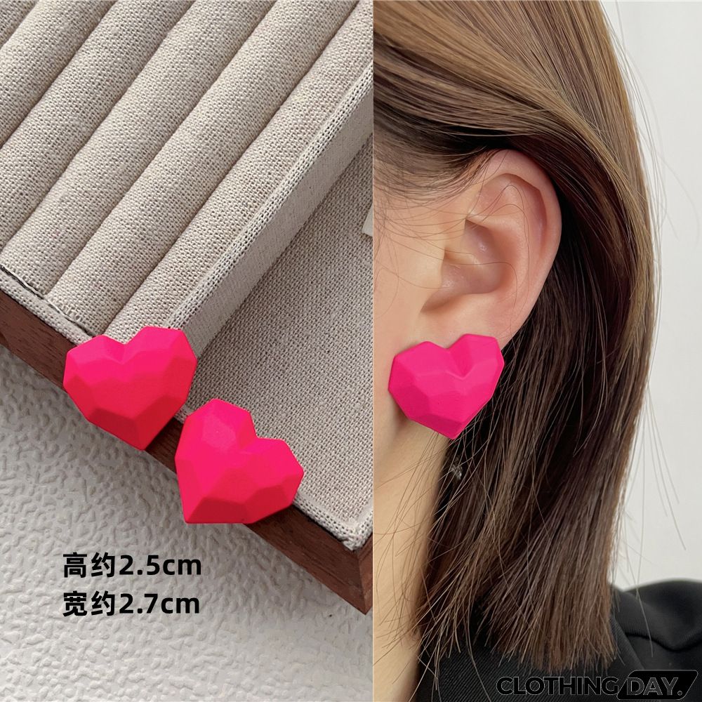 Women Fashion Geometric Fluorescent Rose Without Ear Hole Ear Clip Earrings