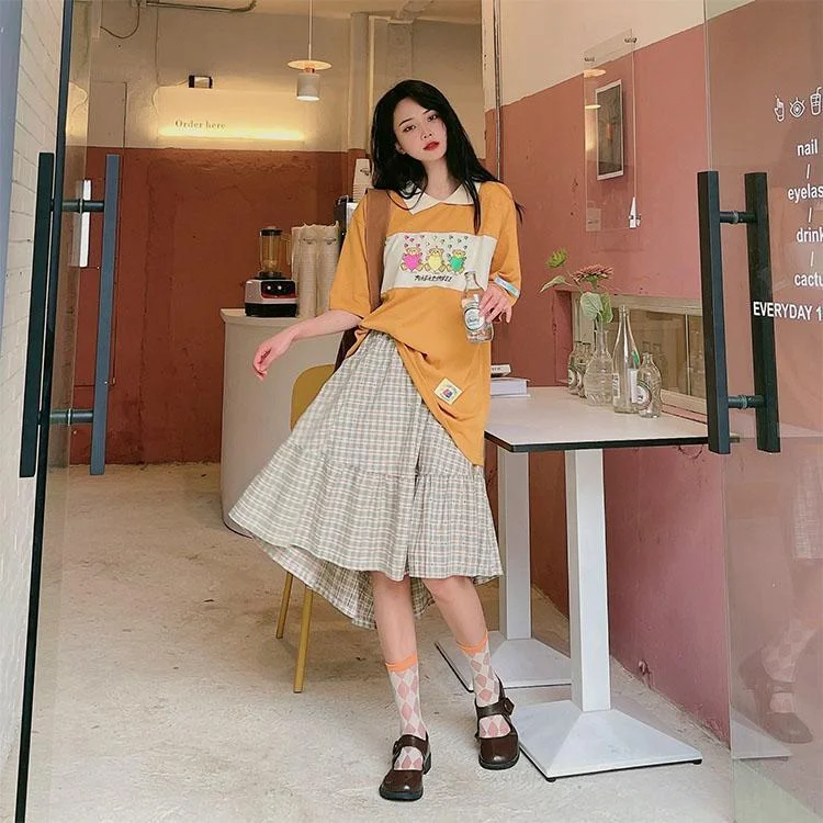Korean Fashion High Waist A-line skirt TK088