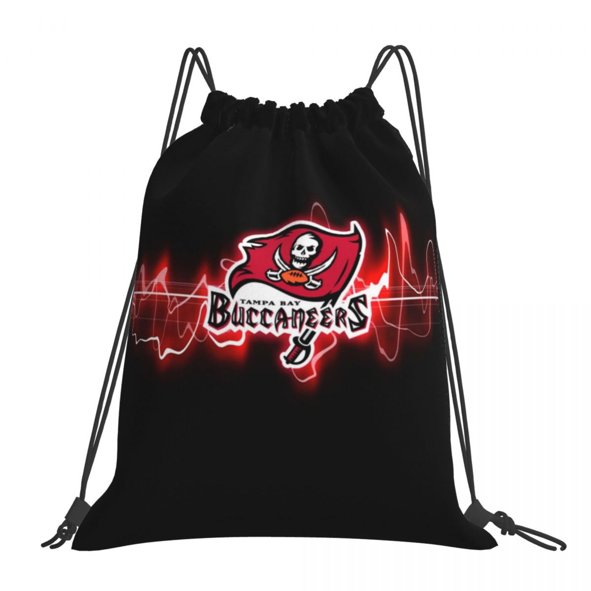 Tampa Bay Buccaneers Neon Waves Logo Drawstring Bags for School Gym