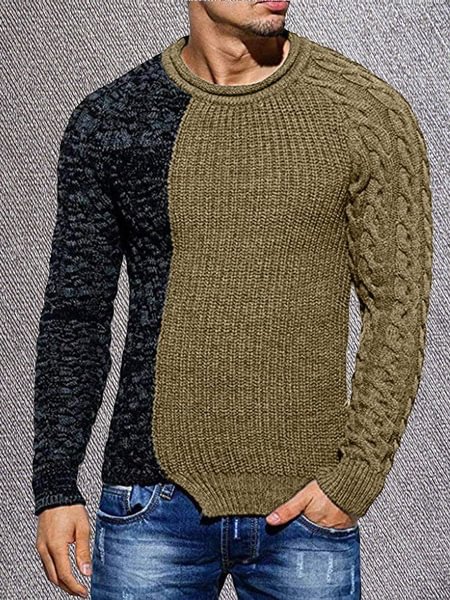 Stitching Pullover Top Knit Sweater Sweater Long Sleeves