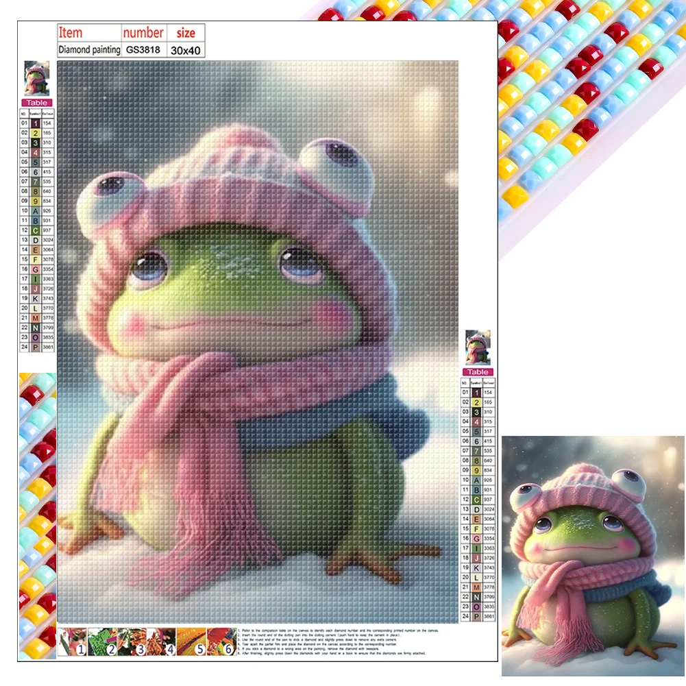 Full Square Diamond Painting - Snowy Frog(Canvas|30*40cm)